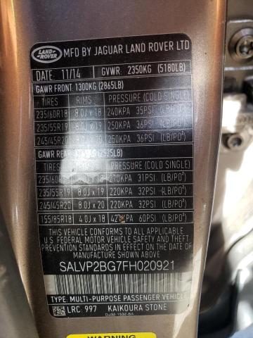 Photo 10 from auction – 2015 LAND ROVER RANGE ROVE with VIN SALVP2BG7FH020921