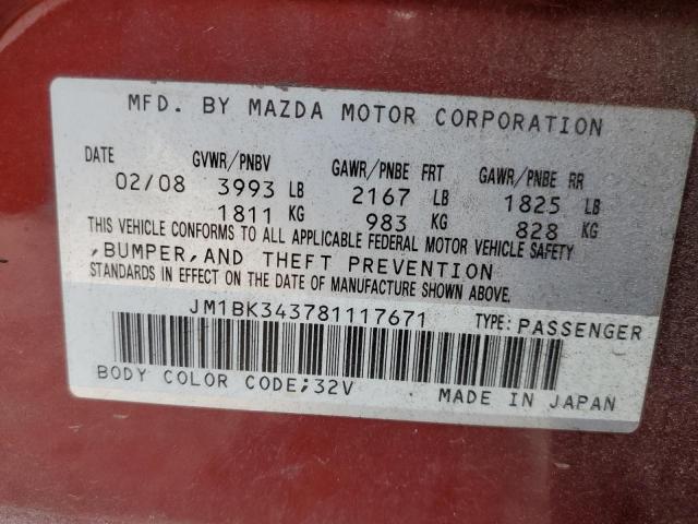 Photo 10 from auction – 2008 MAZDA 3 HATCHBAC with VIN JM1BK343781117671