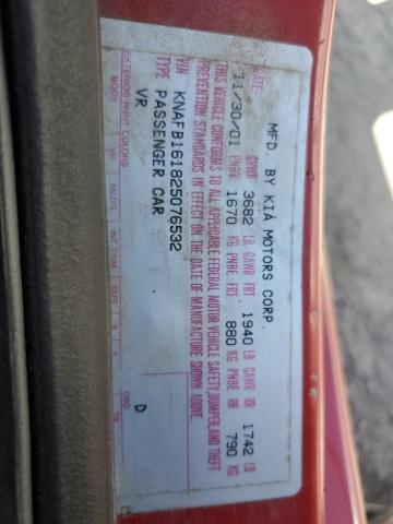 Photo 10 from auction – 2002 KIA SPECTRA GS with VIN KNAFB161825076532