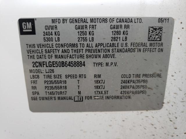 Photo 10 from auction – 2011 CHEVROLET EQUINOX LT with VIN 2CNFLGE50B6458884