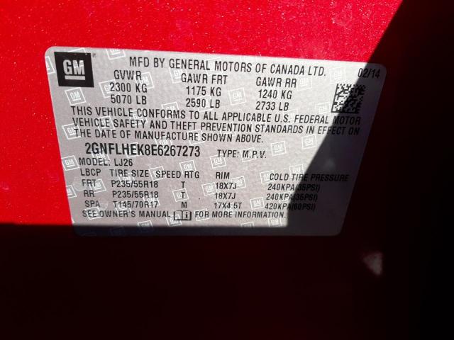 Photo 10 from auction – 2014 CHEVROLET EQUINOX LT with VIN 2GNFLHEK8E6267273