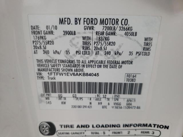 Photo 10 from auction – 2010 FORD F150 SUPER with VIN 1FTFW1EV6AKB84045