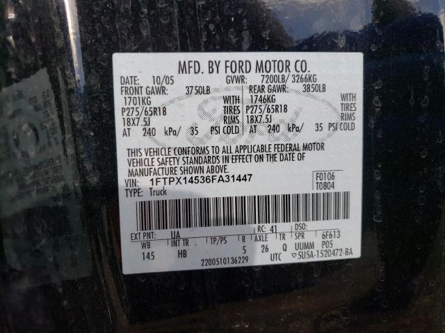 Photo 10 from auction – 2006 FORD F150 with VIN 1FTPX14536FA31447