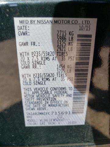 Photo 10 from auction – 2015 NISSAN PATHFINDER with VIN 5N1AR2MN1FC715691