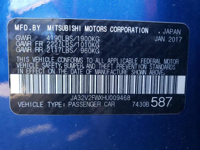 Photo 10 from auction – 2017 MITSUBISHI LANCER ES with VIN JA32V2FWXHU009468