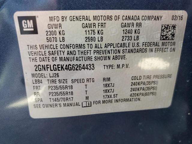 Photo 10 from auction – 2016 CHEVROLET EQUINOX LT with VIN 2GNFLGEK4G6264433