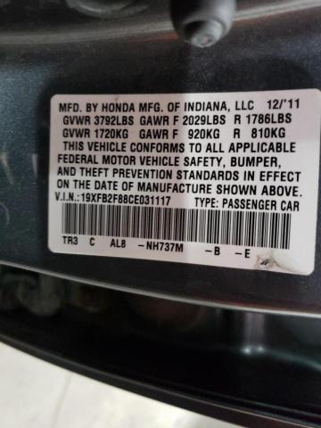 Photo 10 from auction – 2012 HONDA CIVIC EX with VIN 19XFB2F88CE031117