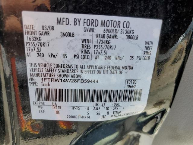 Photo 10 from auction – 2008 FORD F150 SUPER with VIN 1FTRW14W28FB59444