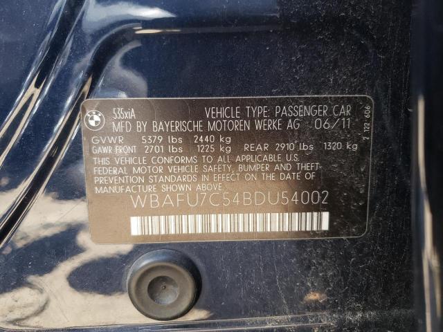 Photo 10 from auction – 2011 BMW 535 XI with VIN WBAFU7C54BDU54002