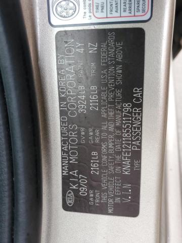 Photo 10 from auction – 2008 KIA SPECTRA EX with VIN KNAFE121185511798