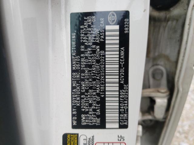 Photo 10 from auction – 2005 TOYOTA CAMRY LE with VIN 4T1BE32K05U620210