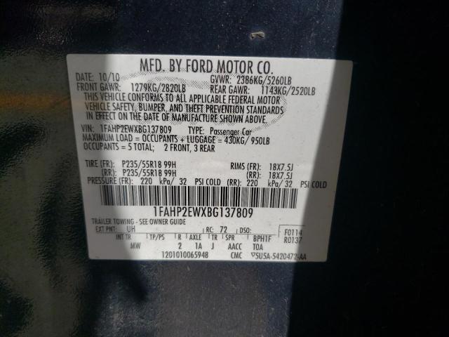 Photo 10 from auction – 2011 FORD TAURUS SEL with VIN 1FAHP2EWXBG137809