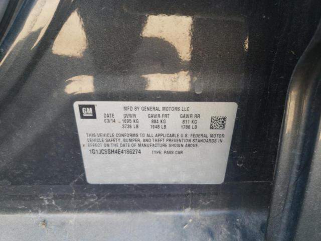 Photo 10 from auction – 2014 CHEVROLET SONIC LT with VIN 1G1JC5SH4E4186274