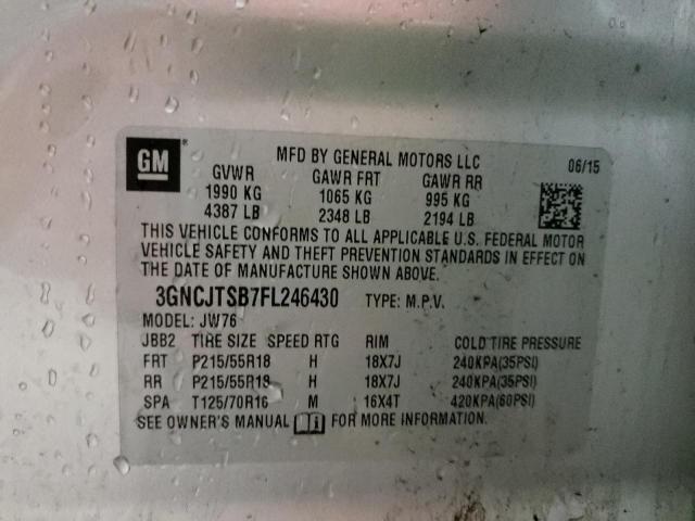 Photo 10 from auction – 2015 CHEVROLET TRAX LTZ with VIN 3GNCJTSB7FL246430