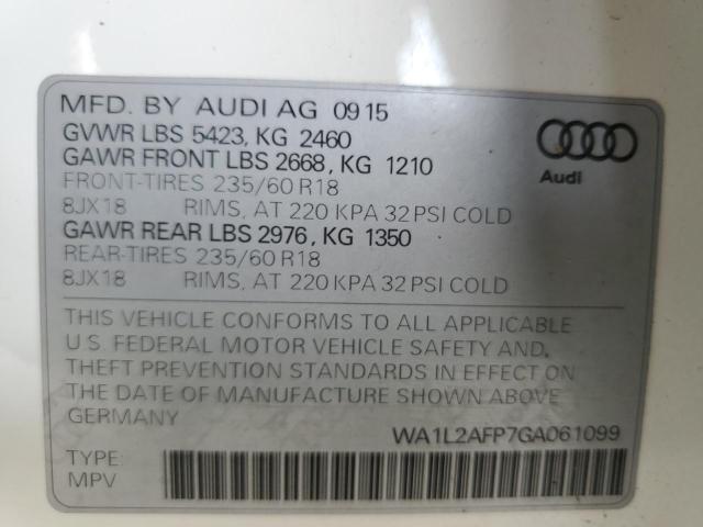 Photo 10 from auction – 2016 AUDI Q5 PREMIUM with VIN WA1L2AFP7GA061099