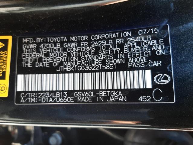 Photo 10 from auction – 2016 LEXUS ES 350 with VIN JTHBK1GG3G2215851