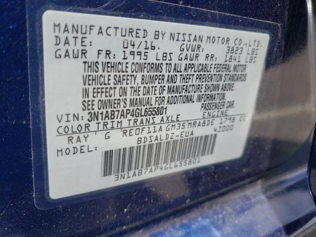 Photo 10 from auction – 2016 NISSAN SENTRA S with VIN 3N1AB7AP4GL655801
