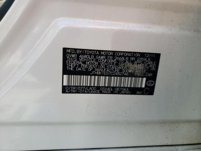 Photo 10 from auction – 2012 LEXUS ES 350 with VIN JTHBK1EG7C2482746