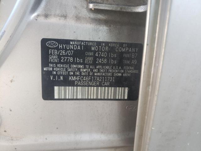 Photo 10 from auction – 2007 HYUNDAI AZERA SE with VIN KMHFC46F17A211731