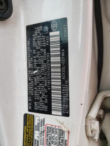 Photo 10 from auction – 2004 TOYOTA CAMRY LE with VIN 4T1BE32K04U378193