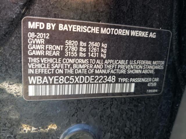 Photo 10 from auction – 2013 BMW 750 LI with VIN WBAYE8C5XDDE22348