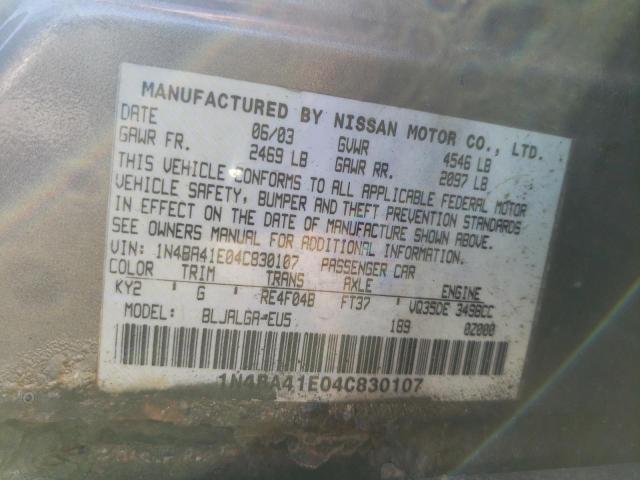 Фото 10 с аукциона – 2004 NISSAN MAXIMA SE с VIN 1N4BA41E04C830107