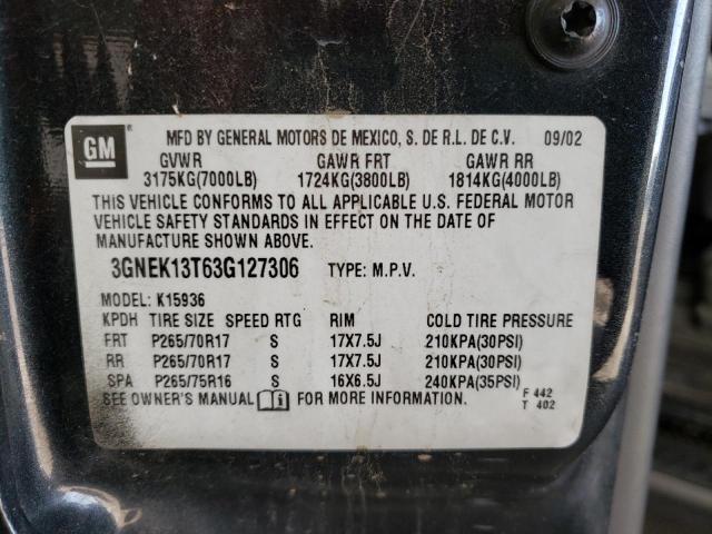 Photo 10 from auction – 2004 CHEVROLET AVALANCHE with VIN 3GNEK13T63G127306