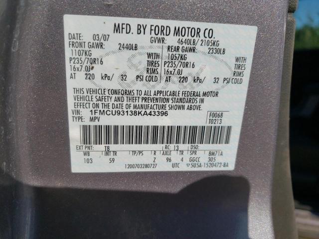 Photo 10 from auction – 2008 FORD ESCAPE XLT with VIN 1FMCU93138KA43396