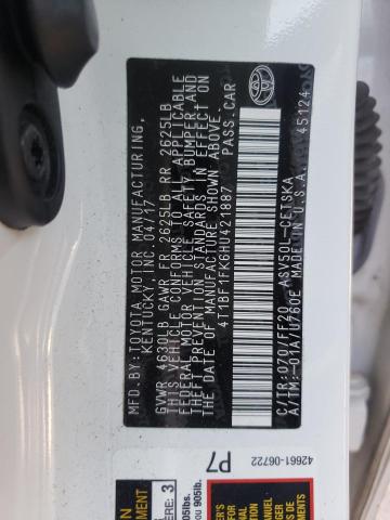Photo 10 from auction – 2017 TOYOTA CAMRY LE with VIN 4T1BF1FK6HU421887