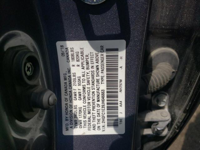 Photo 10 from auction – 2018 HONDA CIVIC with VIN 2HGFC1E39JH646663