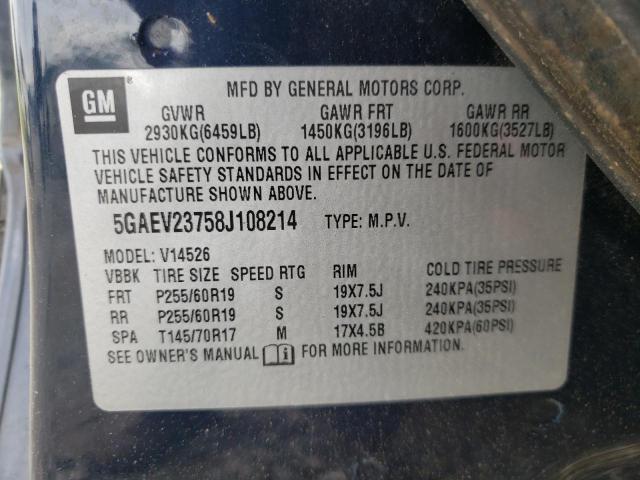 Photo 10 from auction – 2008 BUICK ENCLAVE CX with VIN 5GAEV23758J108214