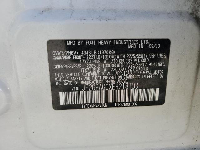Photo 10 from auction – 2014 SUBARU XV CROSSTR with VIN JF2GPAGCXEH218103
