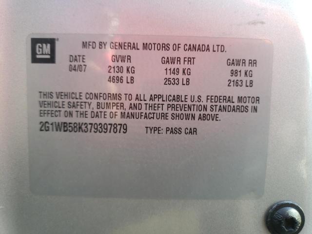 Photo 10 from auction – 2007 CHEVROLET IMPALA LS with VIN 2G1WB58K379397879