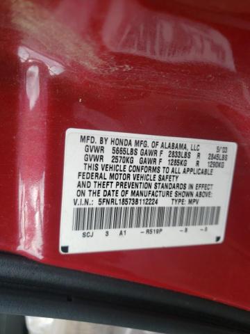 Photo 10 from auction – 2003 HONDA ODYSSEY LX with VIN 5FNRL18573B112224