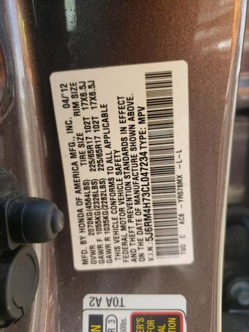 Photo 10 from auction – 2012 HONDA CR-V EXL with VIN 5J6RM4H73CL047234