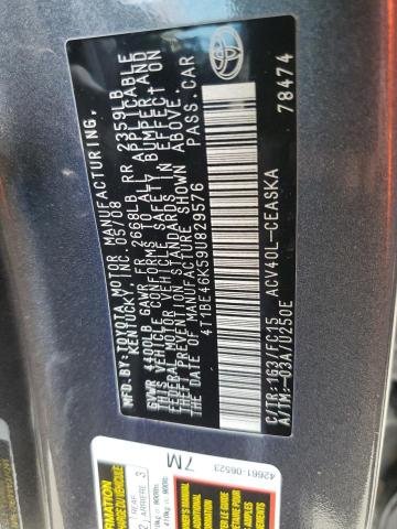Photo 10 from auction – 2009 TOYOTA CAMRY BASE with VIN 4T1BE46K59U829576