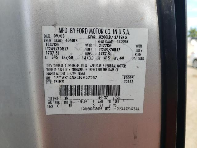 Photo 10 from auction – 2004 FORD F150 with VIN 1FTVX14584NA27257