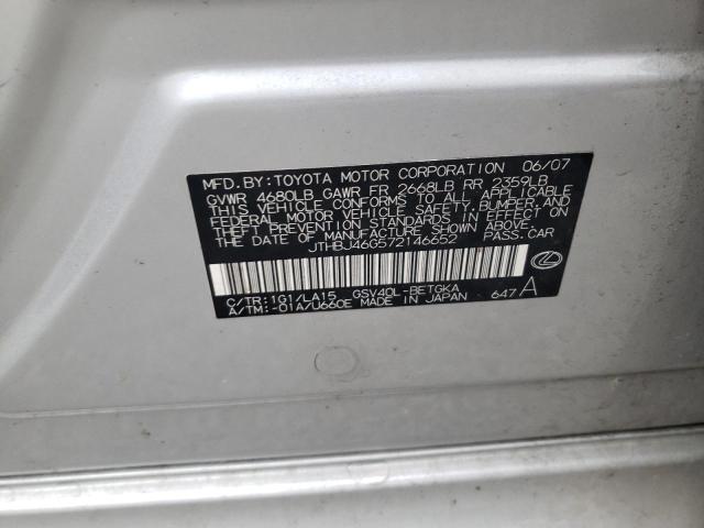 Photo 10 from auction – 2007 LEXUS ES 350 with VIN JTHBJ46G572146652
