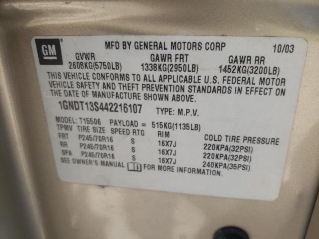 Photo 10 from auction – 2004 CHEVROLET TRAILBLAZE with VIN 1GNDT13S442216107