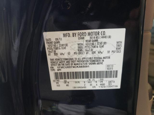 Photo 10 from auction – 2012 FORD ESCAPE XLT with VIN 1FMCU0D74CKA65091