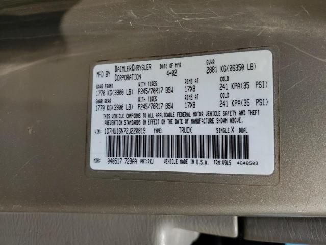 Photo 10 from auction – 2002 DODGE RAM 1500 with VIN 1D7HU16N72J220819
