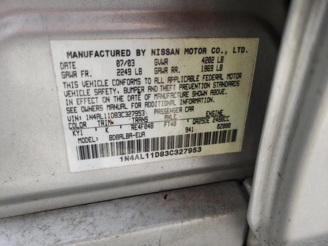 Photo 10 from auction – 2003 NISSAN ALTIMA BAS with VIN 1N4AL11D83C327953
