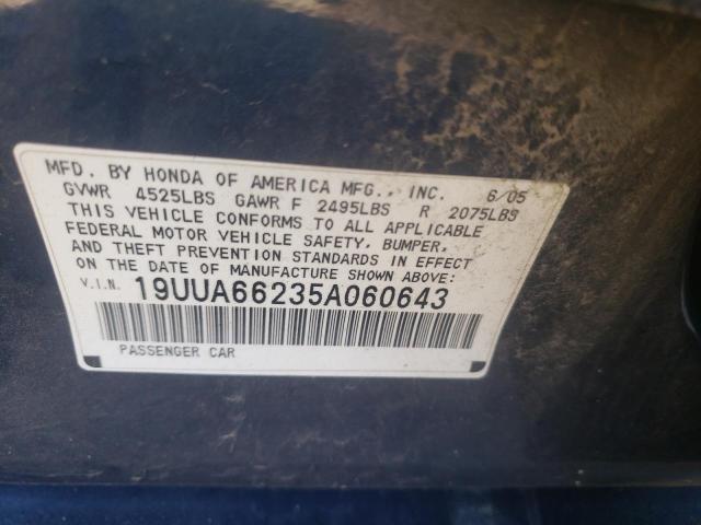 Photo 10 from auction – 2005 ACURA TL with VIN 19UUA66235A060643