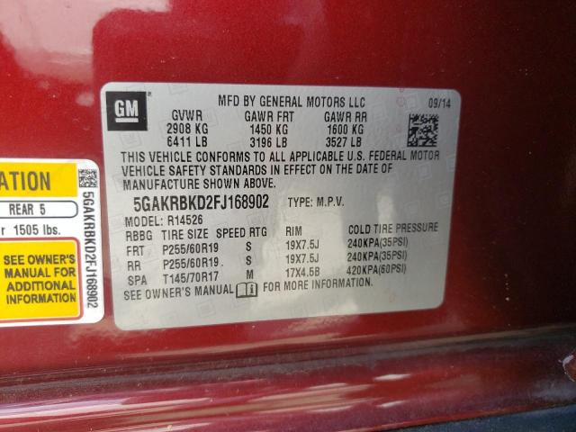 Photo 10 from auction – 2015 BUICK ENCLAVE with VIN 5GAKRBKD2FJ168902