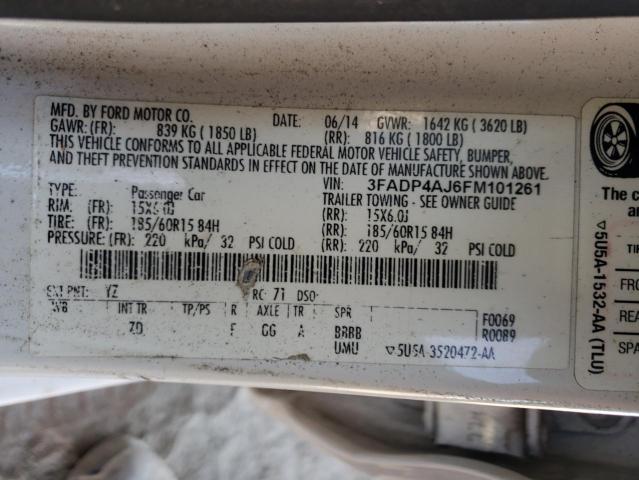 Photo 10 from auction – 2015 FORD FIESTA S with VIN 3FADP4AJ6FM101261