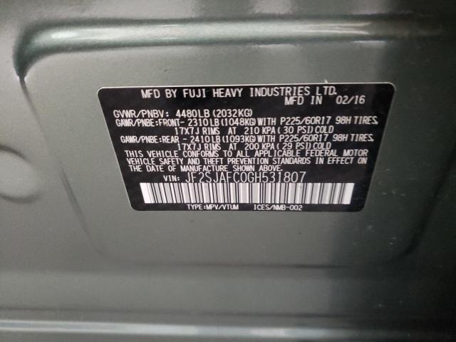 Photo 10 from auction – 2016 SUBARU FORESTER 2 with VIN JF2SJAFC0GH531807