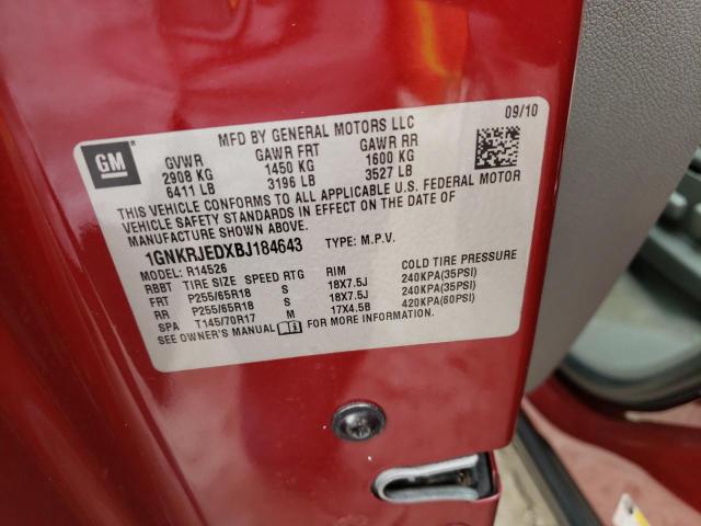 Photo 10 from auction – 2011 CHEVROLET TRAVERSE L with VIN 1GNKRJEDXBJ184643