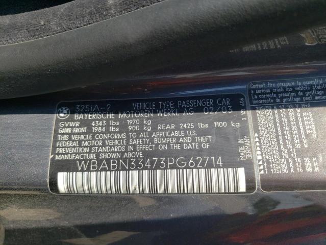 Photo 10 from auction – 2003 BMW 325 CI with VIN WBABN33473PG62714
