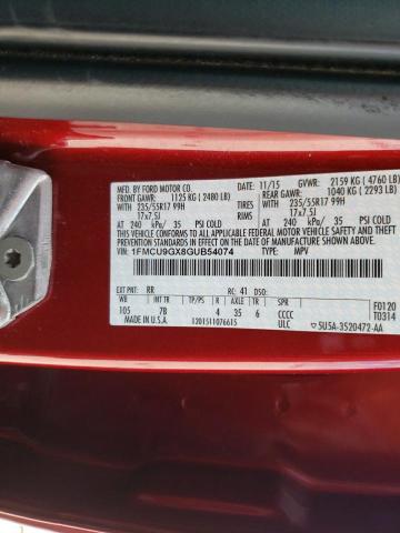 Photo 10 from auction – 2016 FORD ESCAPE SE with VIN 1FMCU9GX8GUB54074