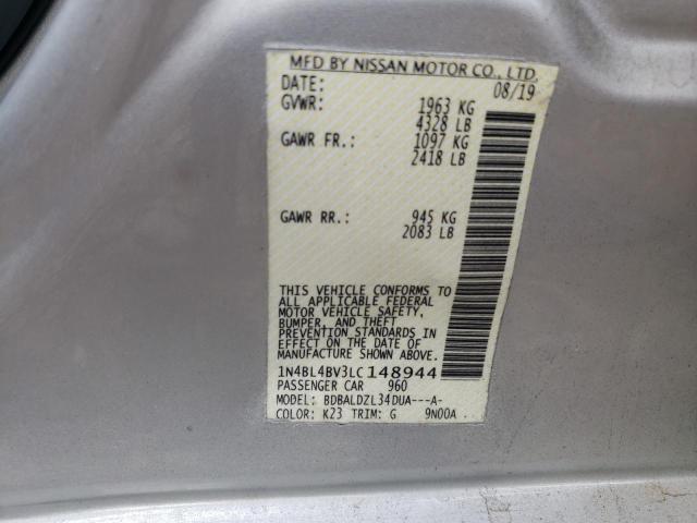 Photo 10 from auction – 2020 NISSAN ALTIMA S with VIN 1N4BL4BV3LC148944